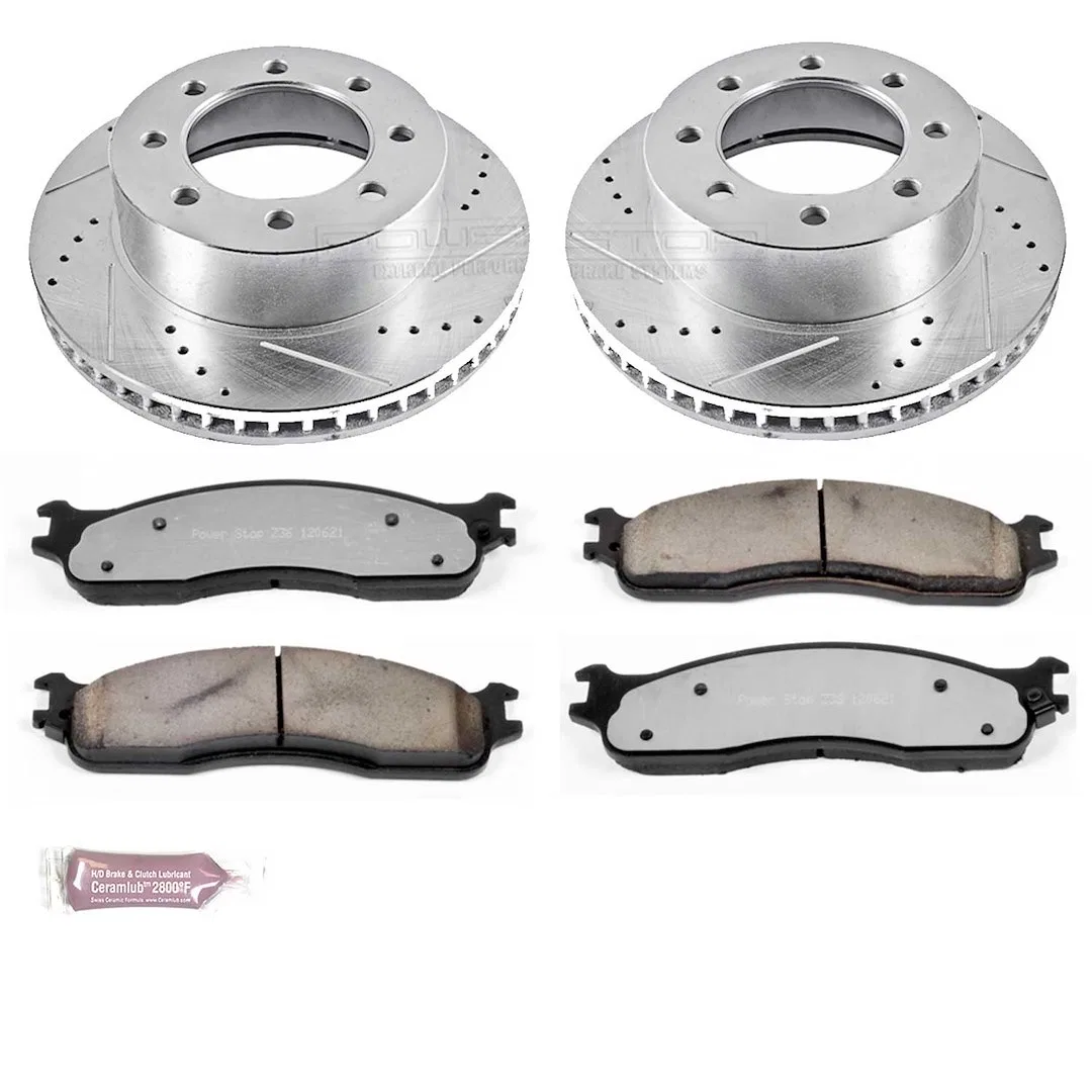 K2203-36 – POWERSTOP Brake Kit, Z36 Extreme Carbon Fiber Ceramic Brake Pads Silver Zinc Plated Cross-Drilled And Slot...